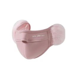 New Pink Fleece Ear Warmer Face Mask with Fur Ear Pads for Winter Sports