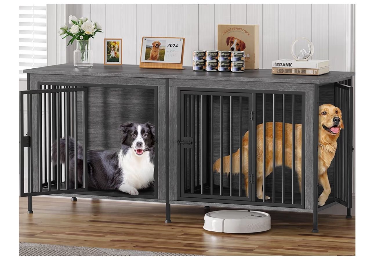 EasyCom Dog Crate Furniture for 1 or 2 Dogs, Heavy Duty Single/Double Dog Crates for Small/Medium/Large 