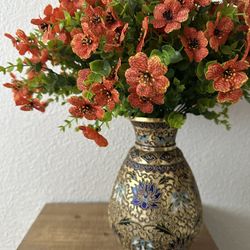 Brass Vase With Orange Flowers 