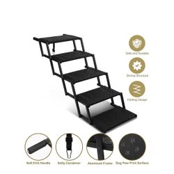 Dog Stairs for Car - Foldable Dog Ramps for Large Dogs with Non Slip Surface, Portable Dog Steps for Cars and SUV