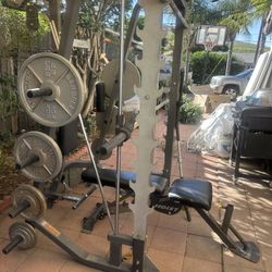 HOIST OLYMPIC SMITH MACHINE SQUAT RACK WITH OLYMPIC WEIGHTS 
