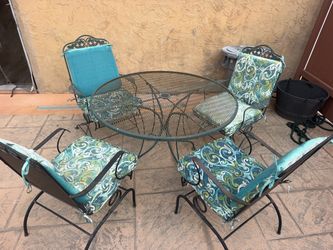 Wrought Iron Patio Furniture Set – 3 Tables & 10  rocking Chairs & double rocking chair