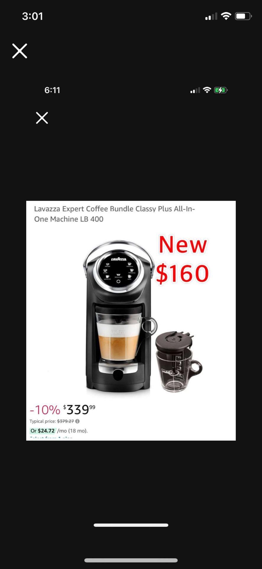New Lavazza expert coffee machine compact $160  East Palmdale  we will open box to make sure it’s new & complete when bought  No returns no refunds 