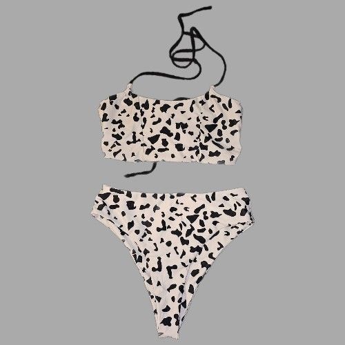 2-piece Cow Design Bikini Swimsuit Set