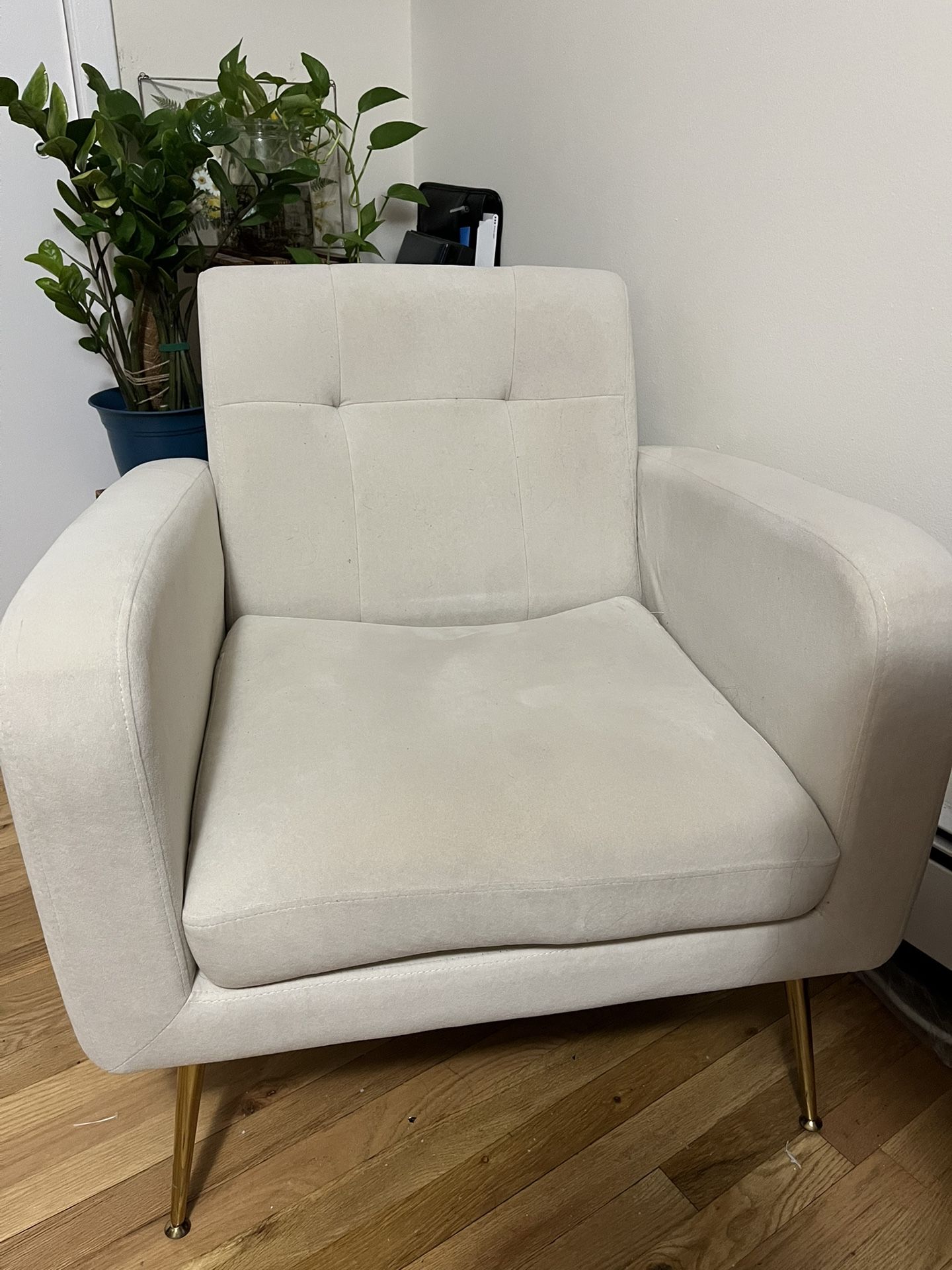 Beige Upholstered Armchair
