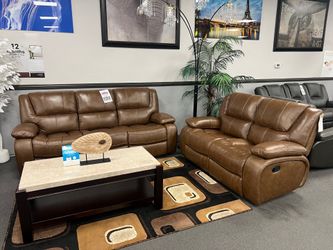 2PC Brown Sofa & Loveseat