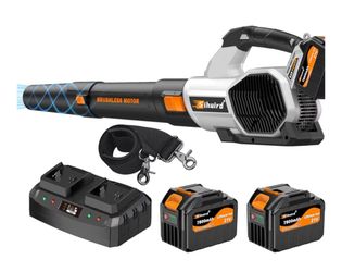 Soplador de hojas inalámbrico, 765CFM, soplador eléctrico de hojas con 2 baterías de 7.8 Ah