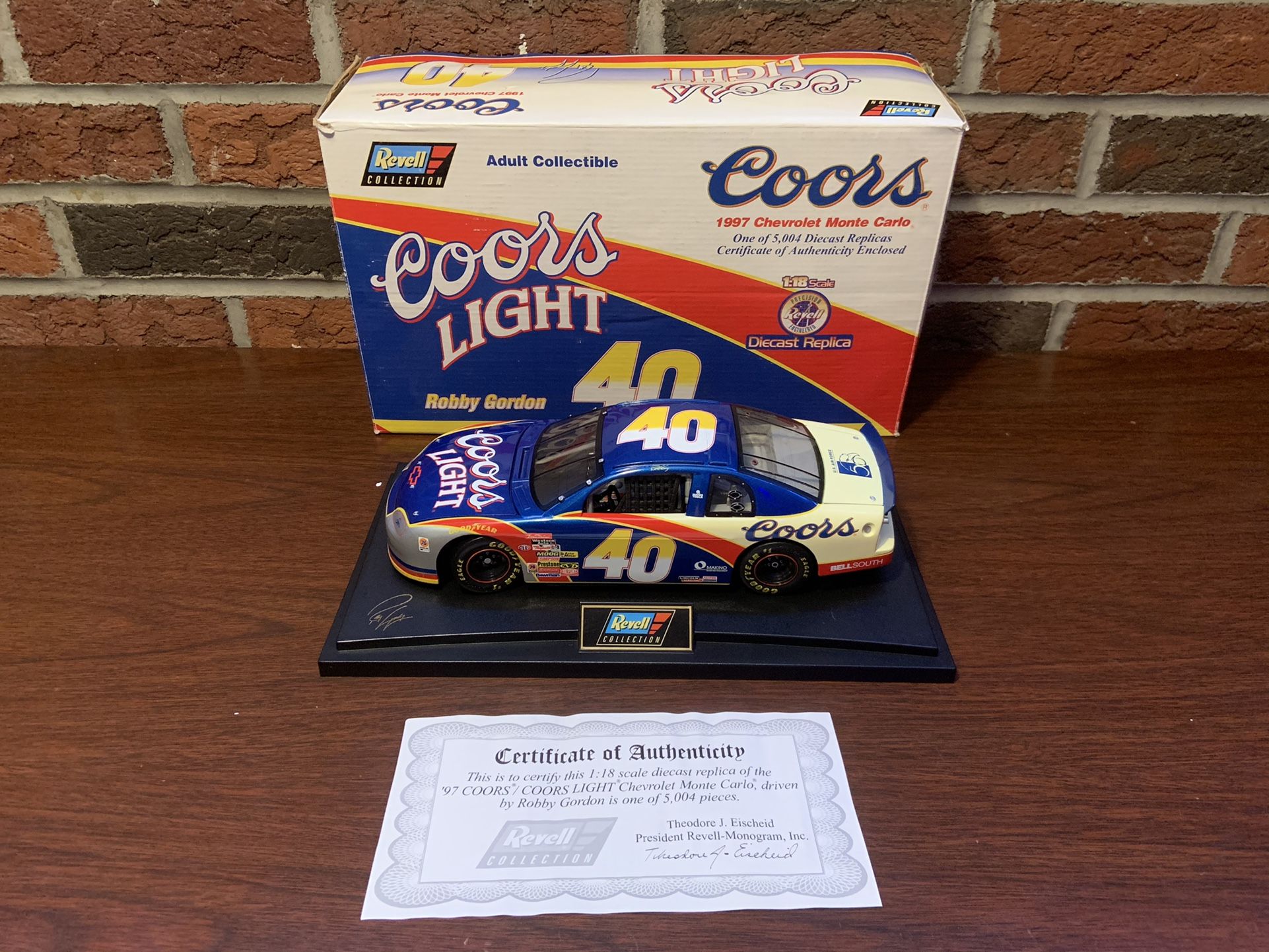 Coors Light race car Robby Gordon Autographed Revell