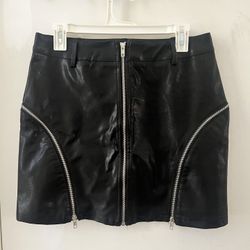 Black Faux Leather Skirt