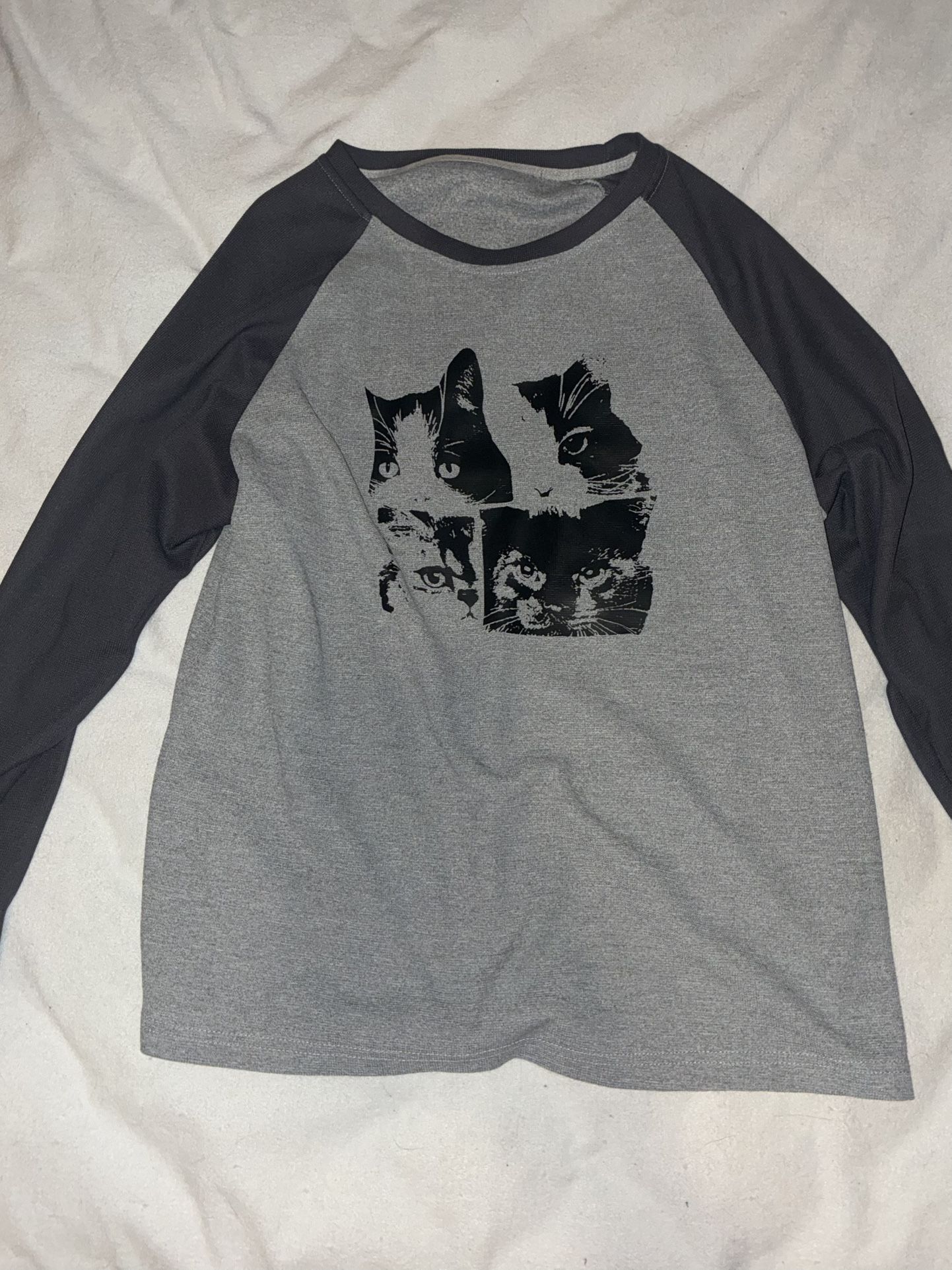 Womens Grey cat long sleeve