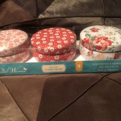 Pioneer Woman Vintage Floral 3 Piece Candle Tin Set
