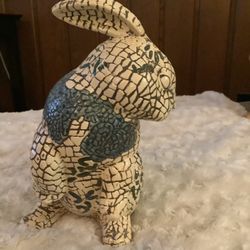 Vintage Cream And Blue Bunny 