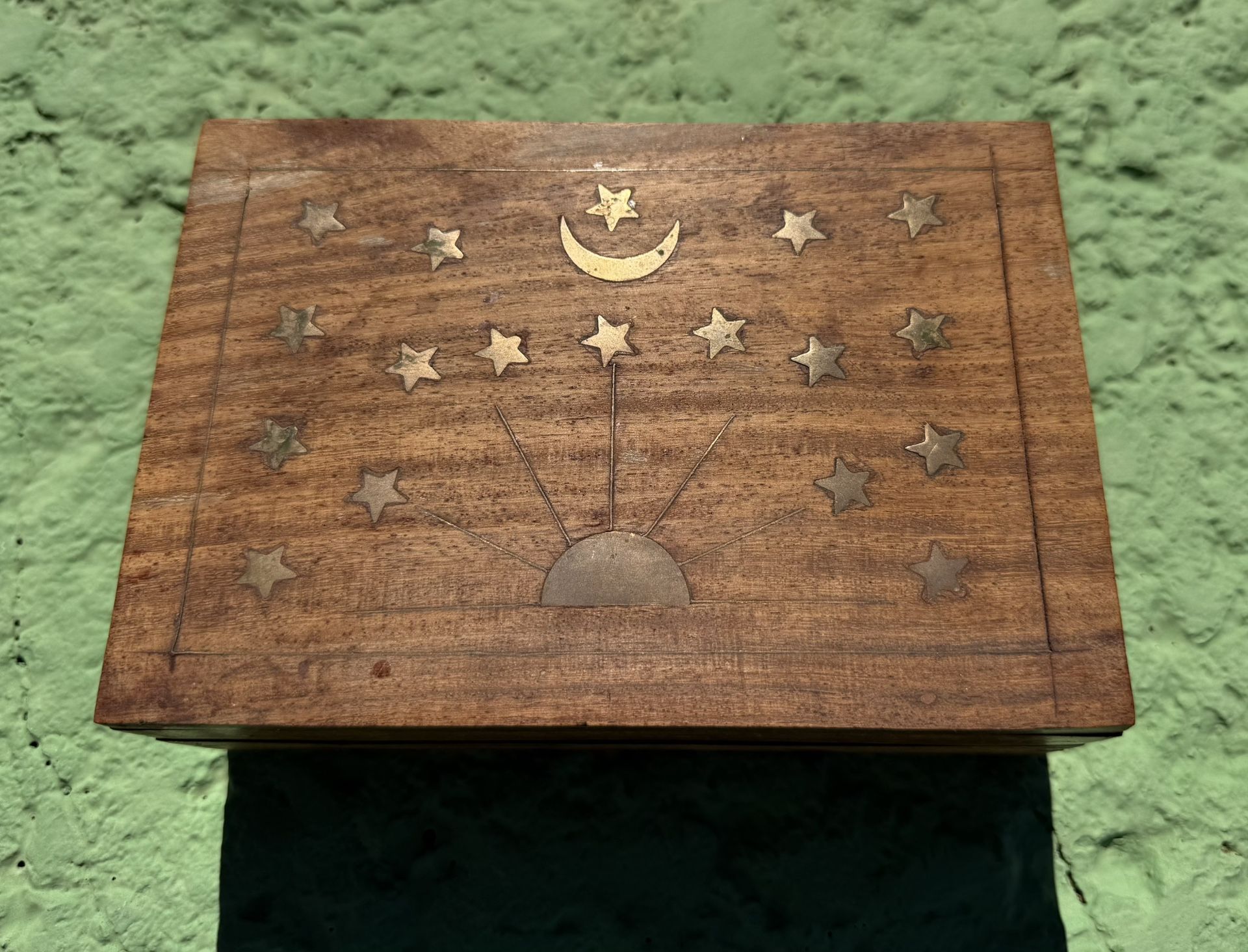 1970’s Teak Box With Brass Inlay