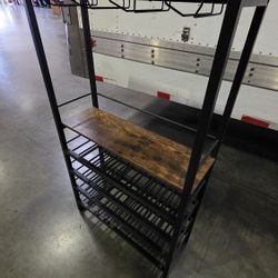 Industrial Wine Rack & Baker’s Bar Cart – Rustic Wood & Metal
