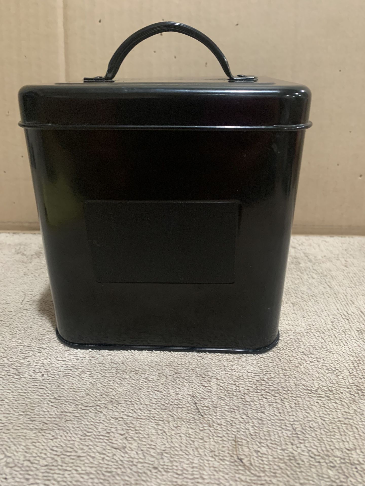Storage Tin With Chalkboard In Front Black