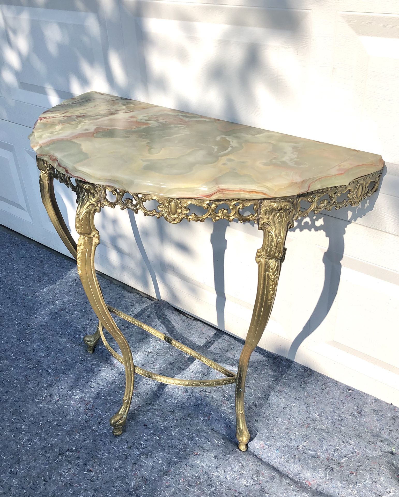 Antique Brass & Marble Entryway Table