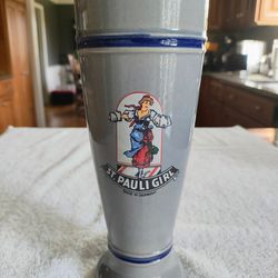 Rare St Pauli Girl Pottery Beer Stein German Stoneware Bier Glass Volume .5L