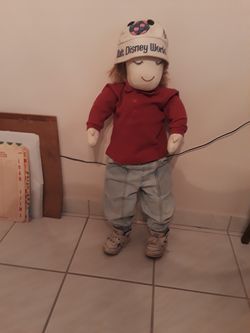 3 foot tall cloth doll figure with Walt Disney hat