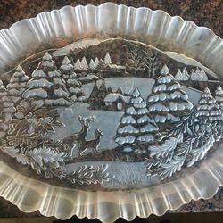 Large Glass Christmas Platter