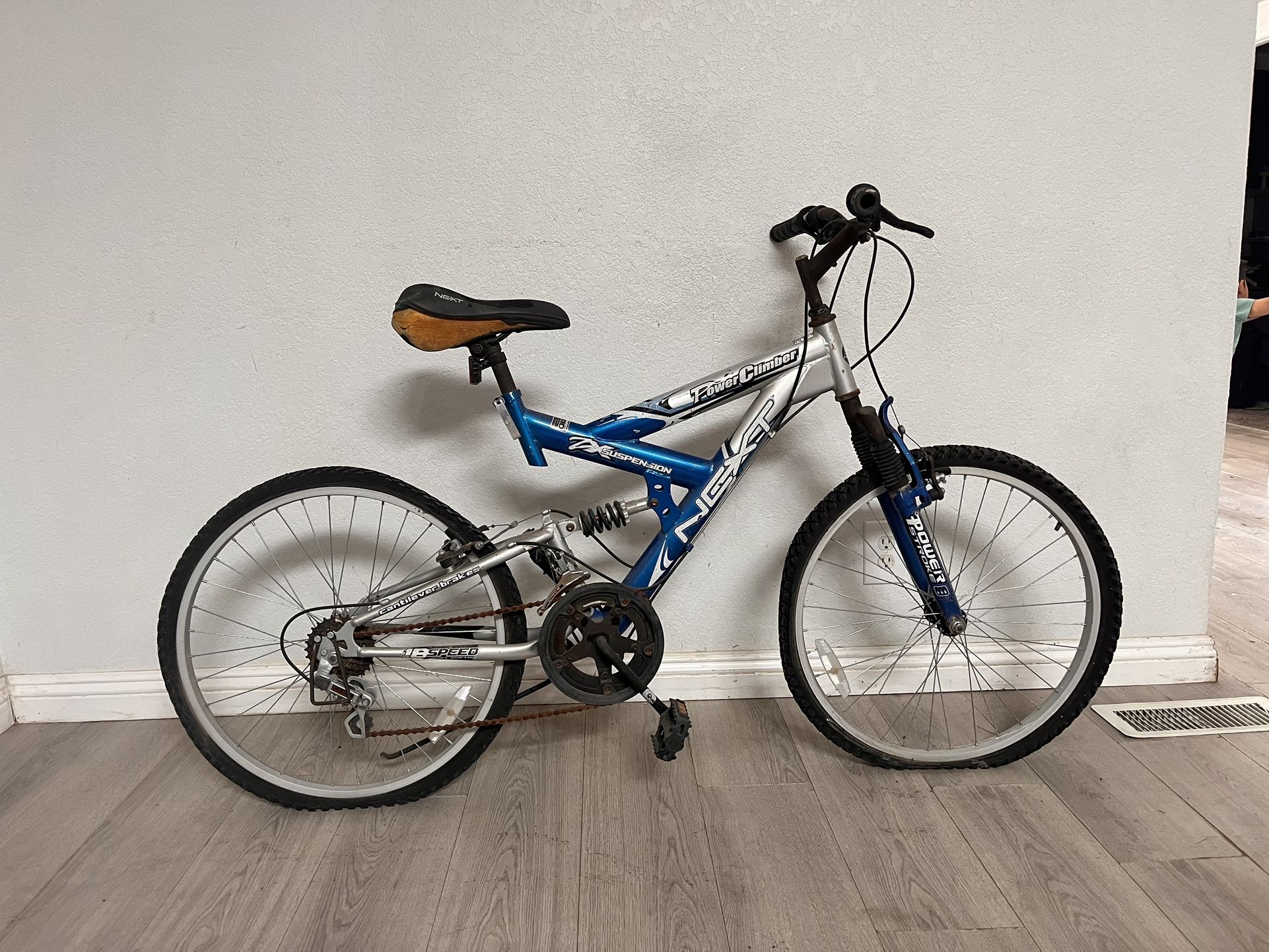 Blue silver NEXT PowerClimber mountain bike bicycle FIXER UPPER