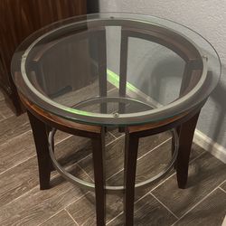 Mid Century Wood And Glass Table 