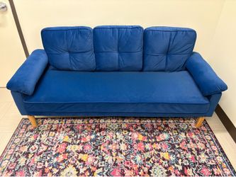 Royal Blue Velvet Loveseat (pillows included as seen)