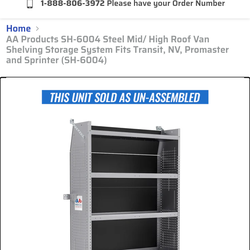 Shelves storage for van