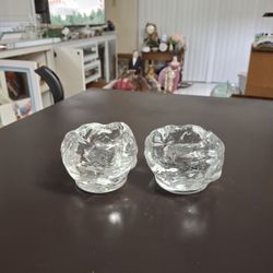 Austrian Crystal Snowball Ice Votive Candle Holders- Set Of 2