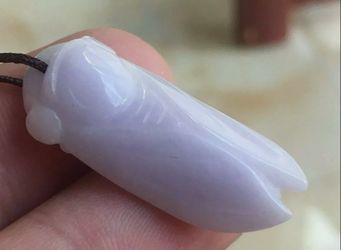 Burmese icy type A jadeite jade pendant lucky Cicada.