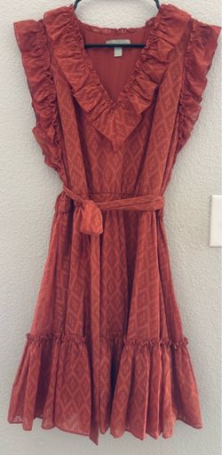 Rust Red Ruffle Tiered Mini Dress