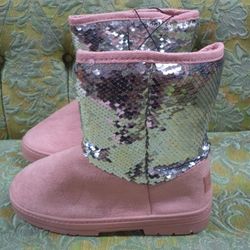 New Little Girls Pink Sparkle Bebe Pink Boots Size 13 Botas De Nina Tamanio 13 Rosa 