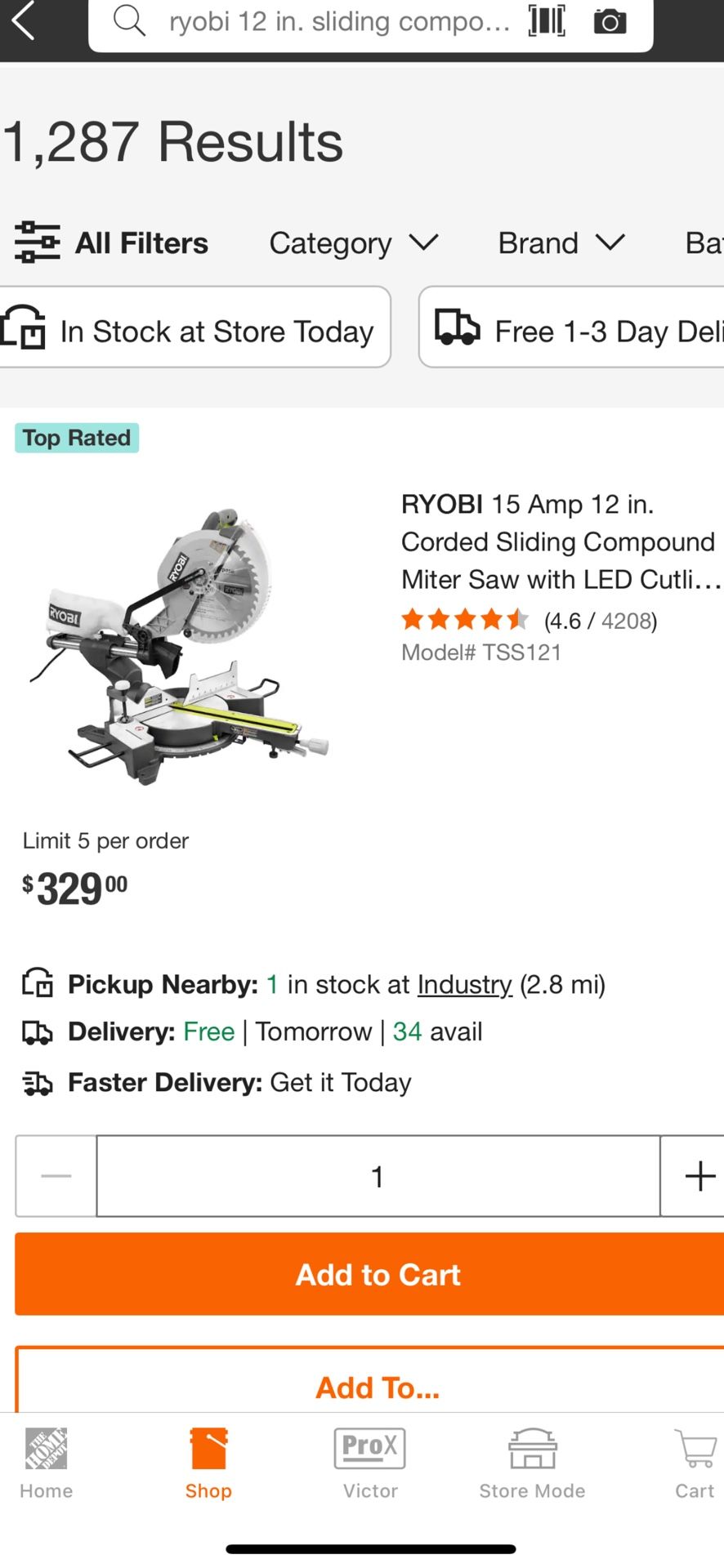 Ryobi Sliding Compound Saw