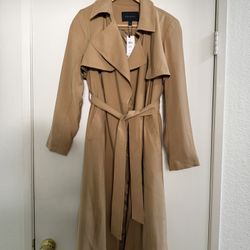 BANANA REPUBLIC Timeless Trench Coat SP PETITE Safari Khaki Long Belted Jacket - New w/tags
