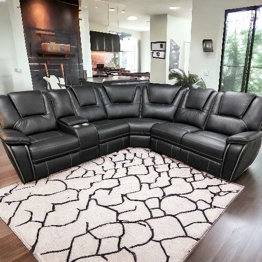 Great Black Reclining Sectional, Living Room 