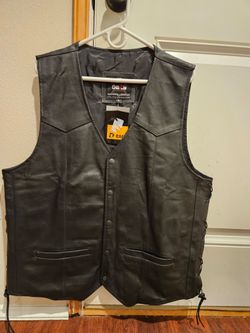 Leather Motorcycle Vest, Defy Sports