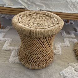 vintage rattan stool