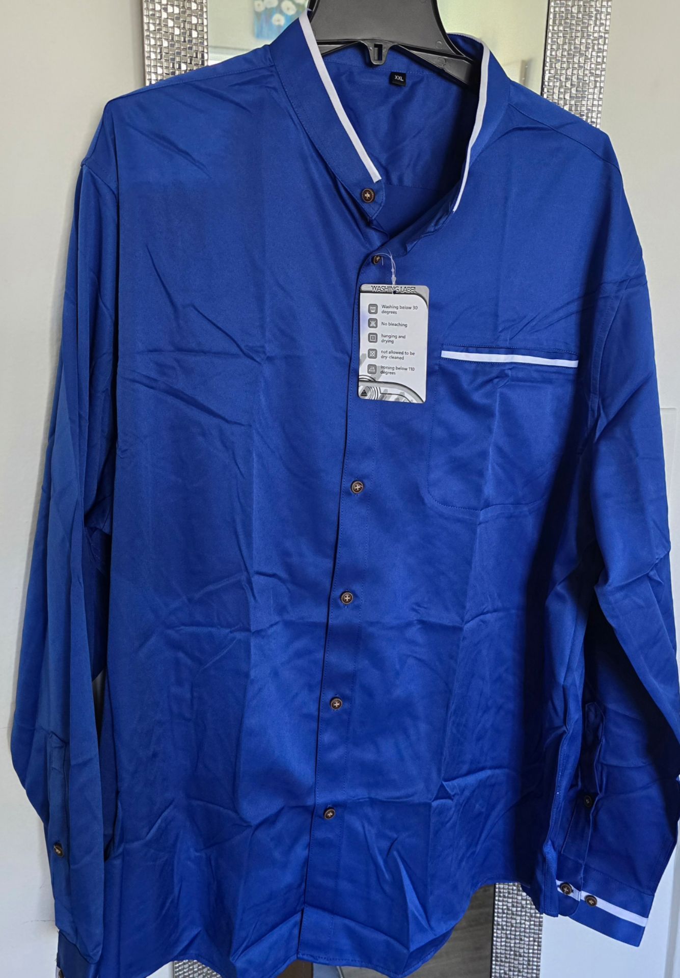 Camisa De Vestir de manga larga para hombre Color Azul Medida XXL