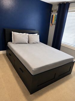 IKEA Queen Storage Bed + IKEA Haugesund Mattress – Excellent Condition