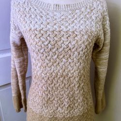 Hooked Up By IOT Junior's L Beige Tan Striped Braided Knit Sweater Tunic