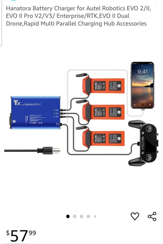 Drone Battery Charger for Autel Robotics EVO 2/II, EVO II Pro V2/V3/ Enterprise/RTK,EVO II Dual Drone,