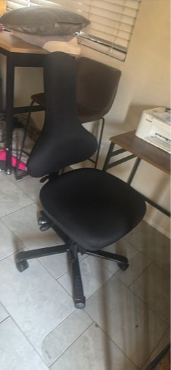 L shaped wooden desk and Chair