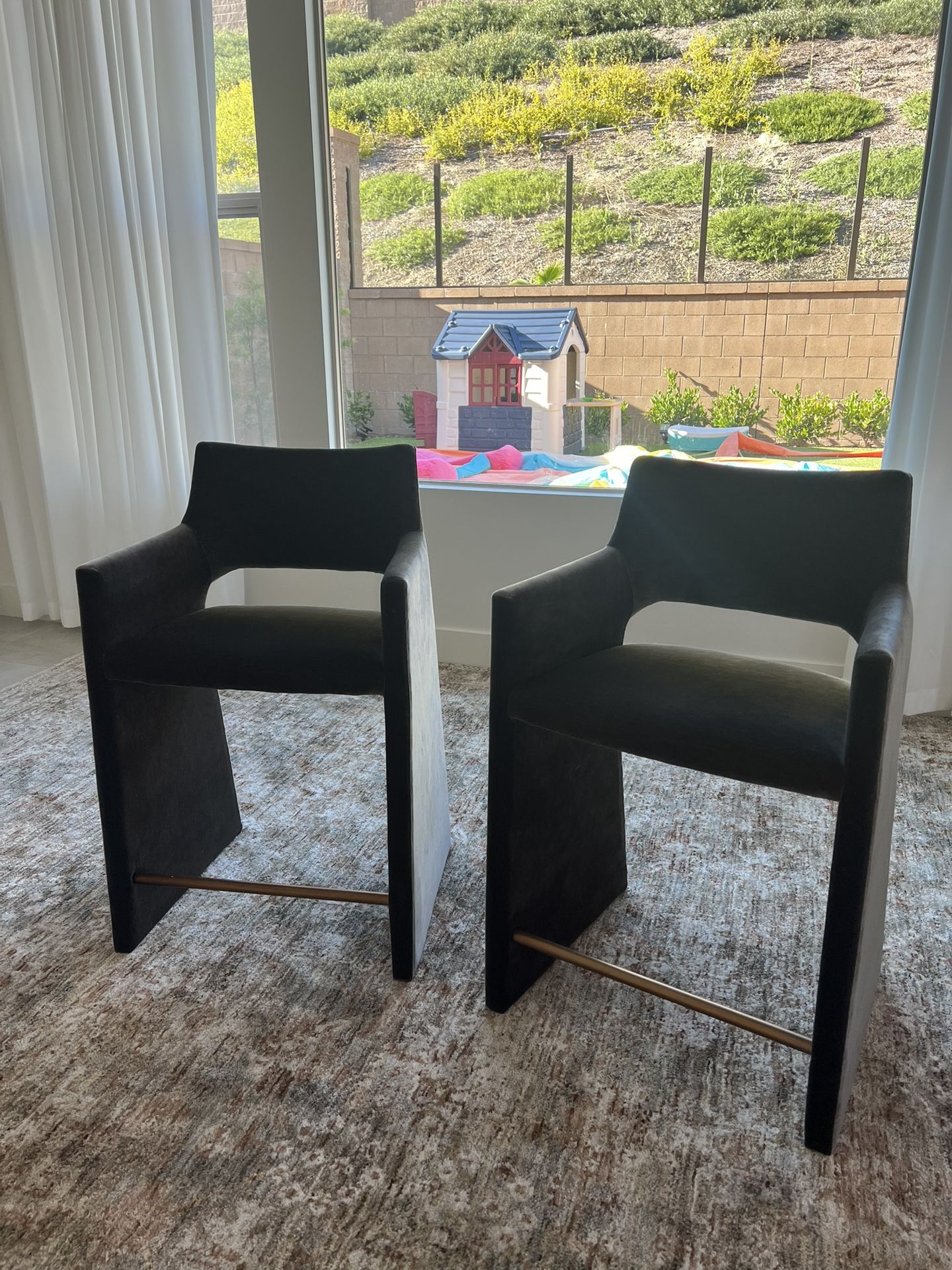 CB2 Foley Mink Velvet Counter Stool (Set of 2)
