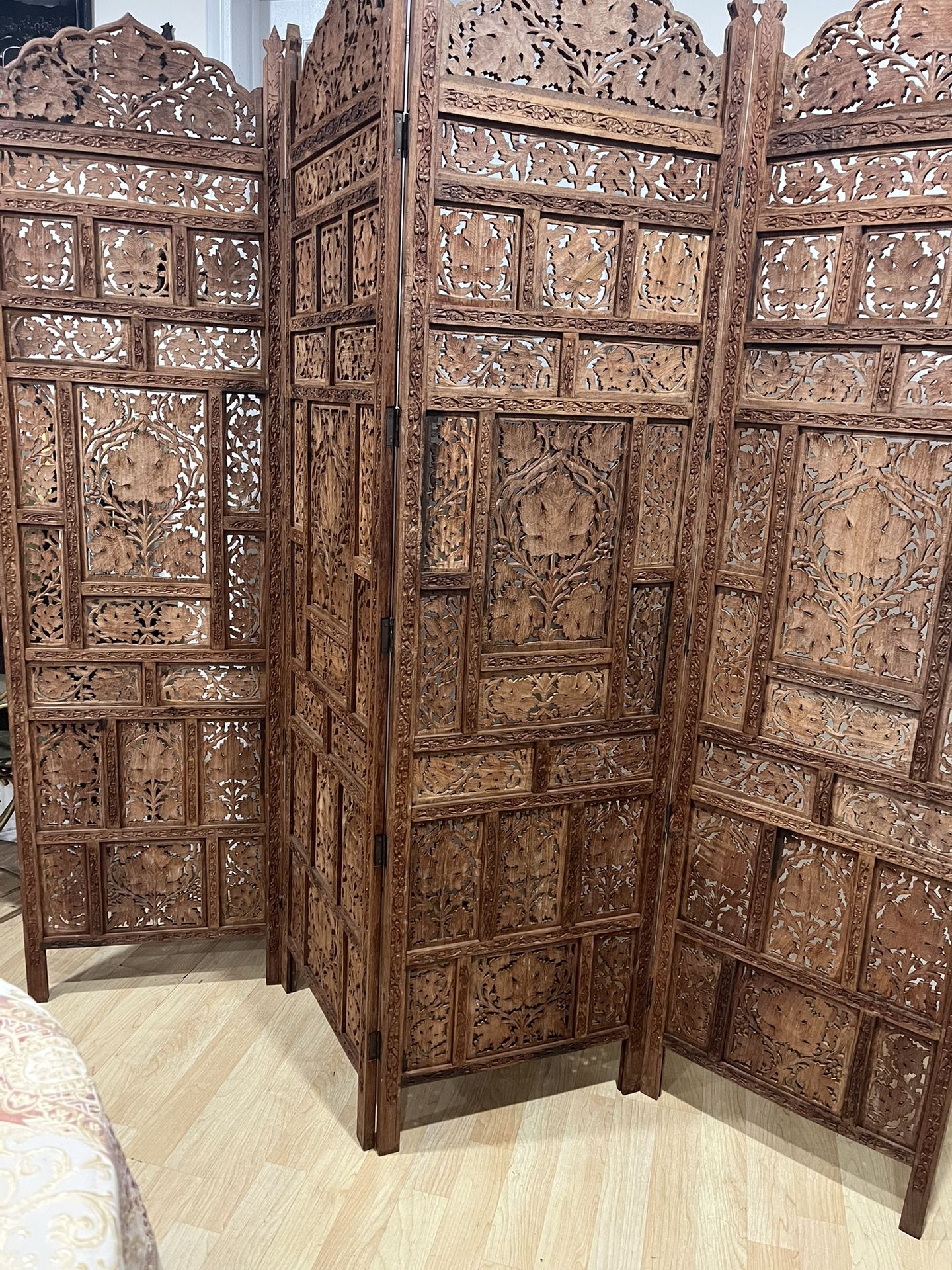 Hand Carved Solid Wood Folding Room Dividers