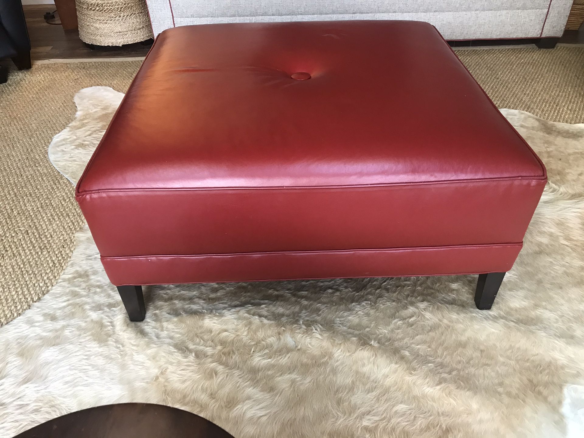 Ethan Allen -Red leather ottoman