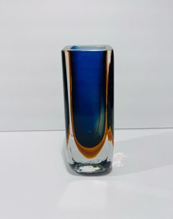 Flavio Polly Sommerso Murano Glass for Seguso Hand Blown Glass Vase 8”