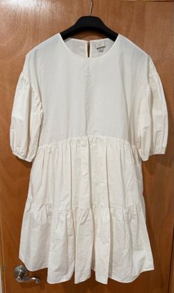 White Tiered Mini Dress with Puff Sleeves
