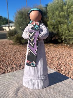 Vintage 1980s SITTRE Ceramic Navajo Pueblo Woman Figurine Hand Painted 11”