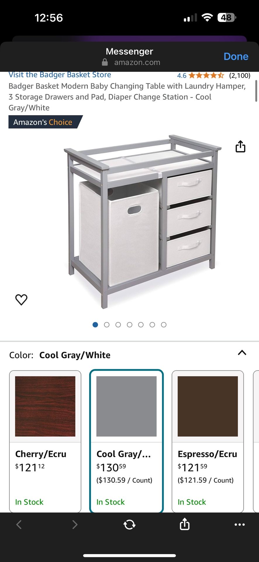 Badger Basket Modern Baby Changing Table