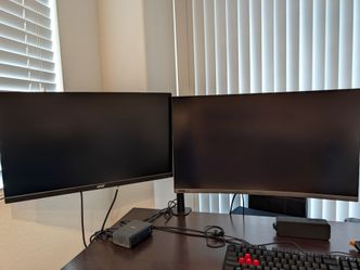 Dual Monitor Gaming/Office Setup - Samsung 27" Curved 240Hz + Acer 24" (With VIVO Mount)