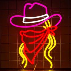 Cowgirl Neon LED Light Sign 15"x12.”  Eco friendly in stock